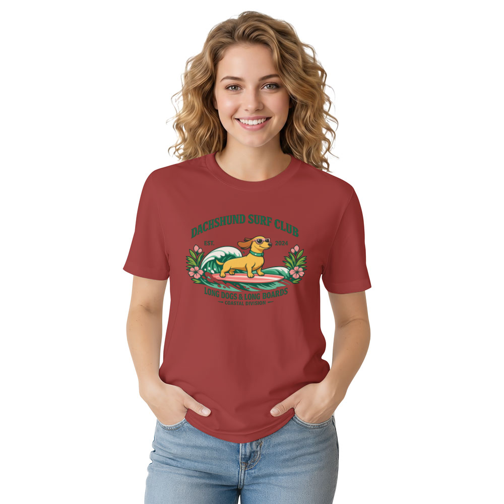 Collegiate Surf Dachshund Pastel Summer Vibes Cute Gifts for Men Women Boy Kids T-Shirt