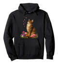 Elegant Cat Floral Hoodie Painterly Petals Scene Thoughtful Gifts for Men Women Boy Kids Pull Over Hoodie