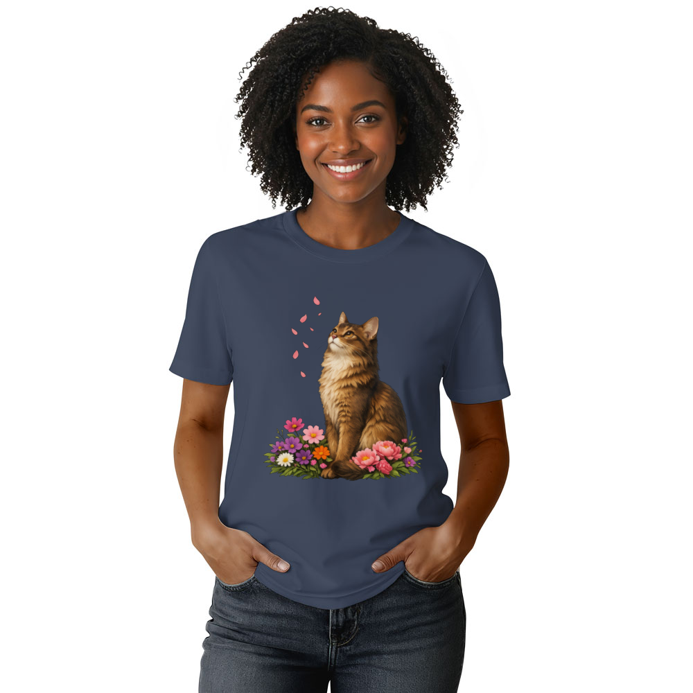 Feline Flora Elegant Cat Art Serene Nature Design Thoughtful Gifts for Men Women Boy Kids T-Shirt