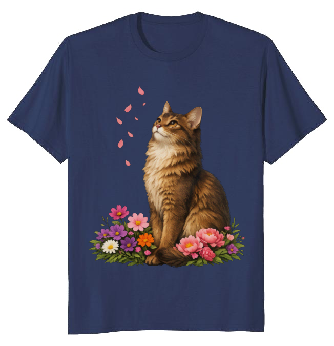Feline Flora Elegant Cat Art Serene Nature Design Thoughtful Gifts for Men Women Boy Kids T-Shirt
