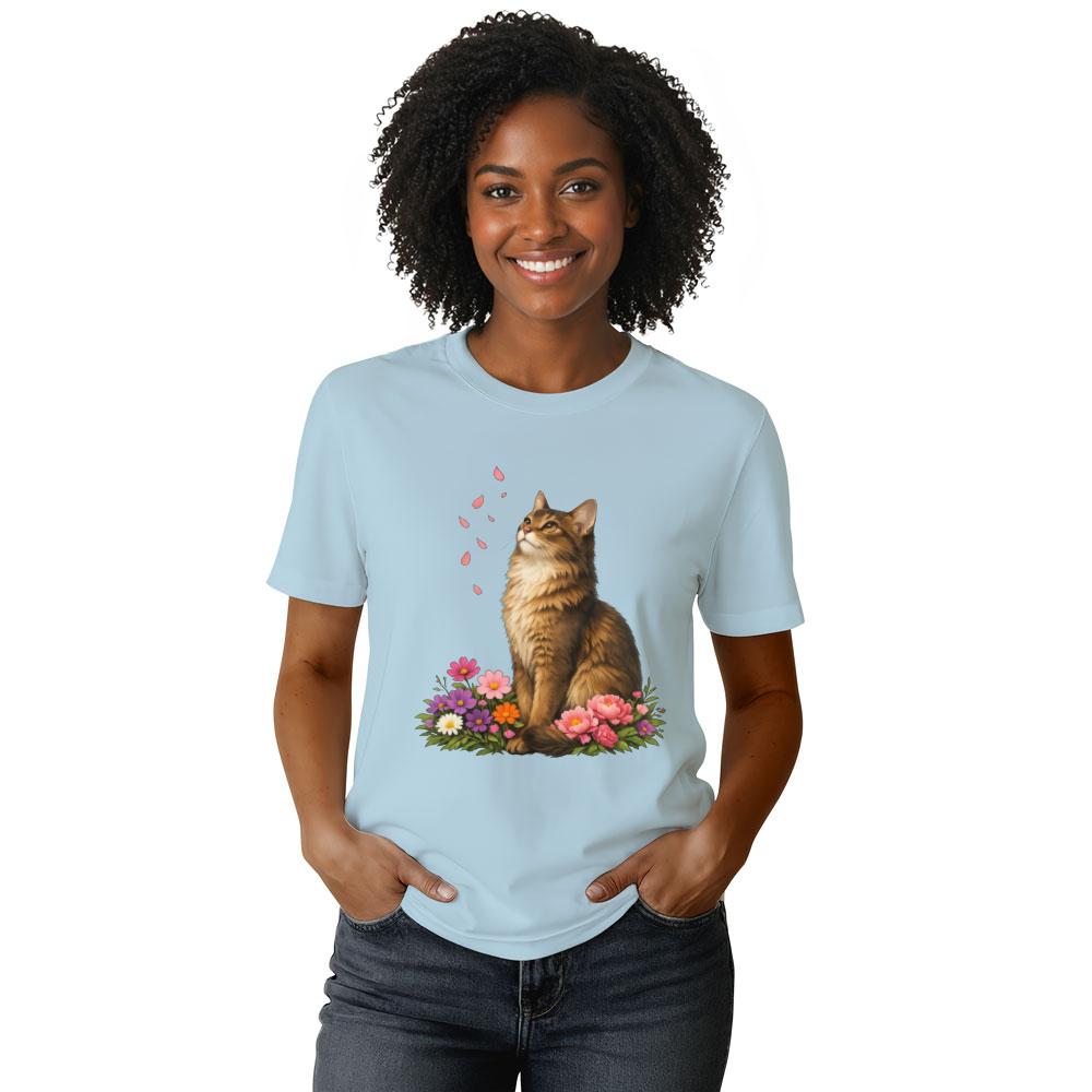 Feline Flora Elegant Cat Art Serene Nature Design Thoughtful Gifts for Men Women Boy Kids T-Shirt