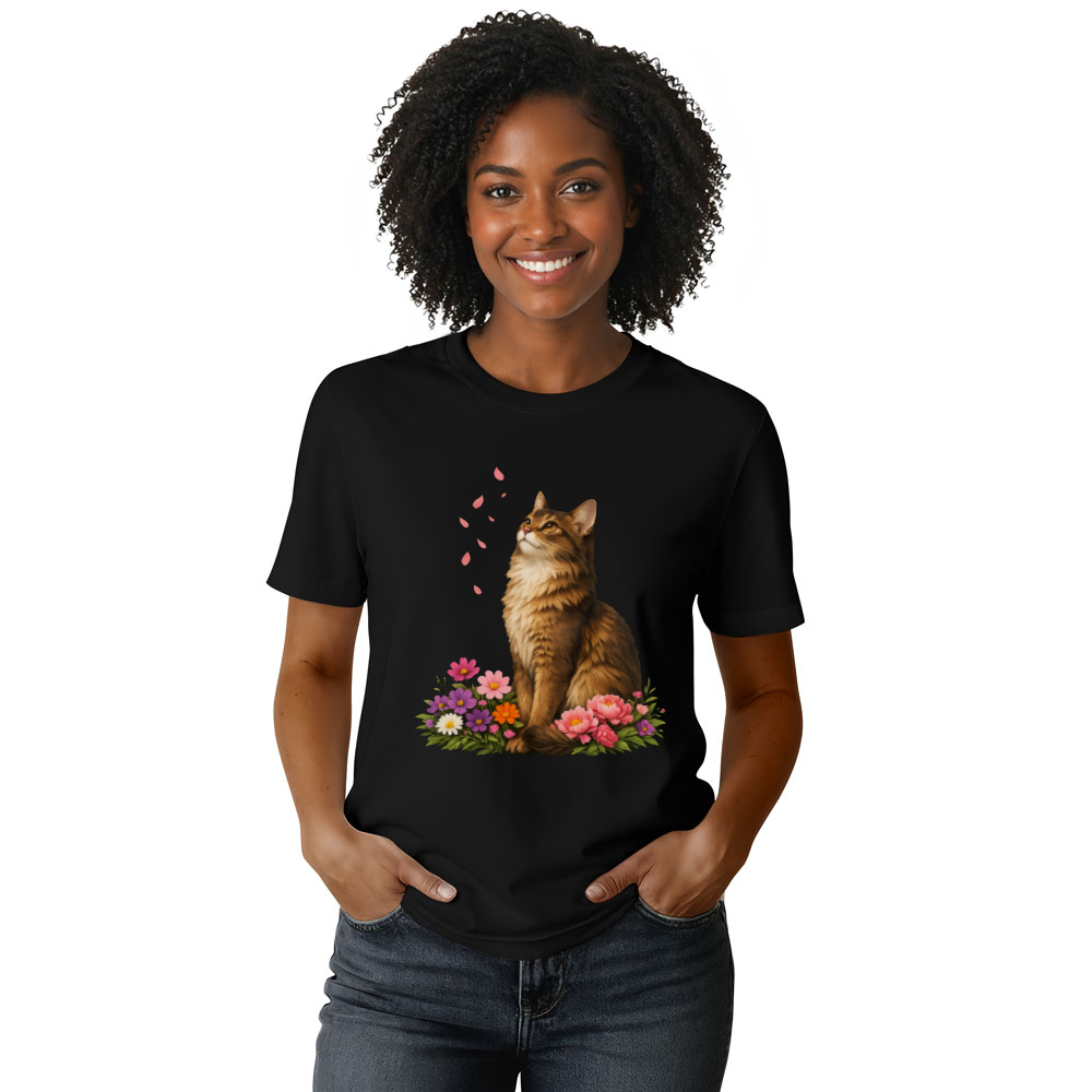 Feline Flora Elegant Cat Art Serene Nature Design Thoughtful Gifts for Men Women Boy Kids T-Shirt