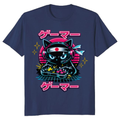 Otaku Gamer Cat Synthwave Graphic Tee Retro Gifts for Men Women Boy Kids T-Shirt