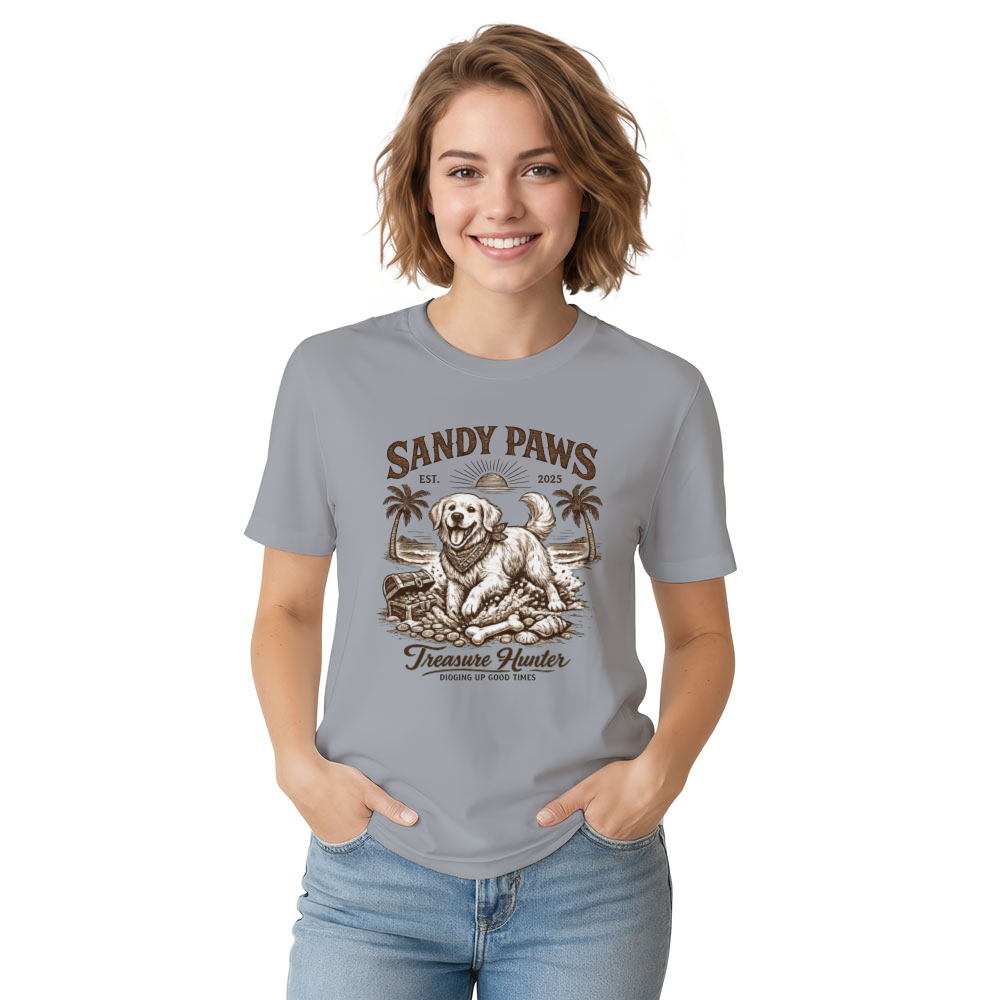 Sandy Paws Golden Retriever Beach Treasure Hunter T-Shirt Vintage Gifts for Men Women Boy Kids T-Shirt