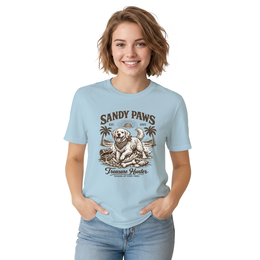 Sandy Paws Golden Retriever Beach Treasure Hunter T-Shirt Vintage Gifts for Men Women Boy Kids T-Shirt