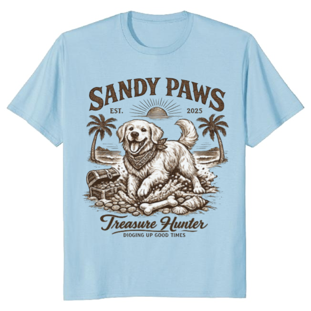 Sandy Paws Golden Retriever Beach Treasure Hunter T-Shirt Vintage Gifts for Men Women Boy Kids T-Shirt