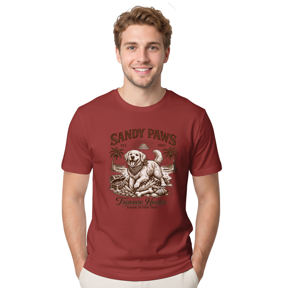 Sandy Paws Golden Retriever Beach Treasure Hunter T-Shirt Vintage Gifts for Men Women Boy Kids T-Shirt