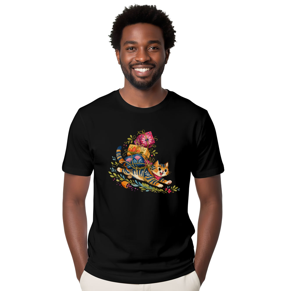 Wholesome Folk Art Tabby Cat Tee Adventurous Gifts for Men Women Boy Kids T-Shirt