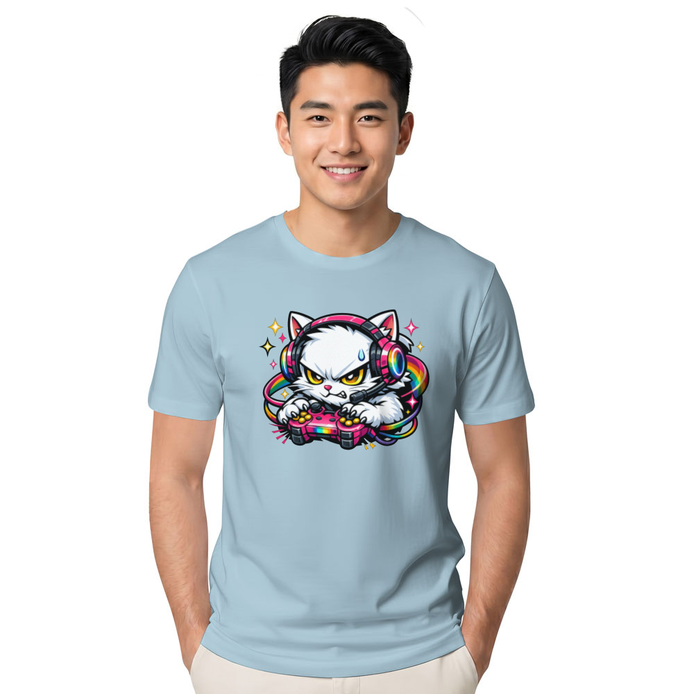 RGB Starry Night Anime Otaku Cat T-Shirt For Gamers Fun Gifts for Men Women Boy Kids T-Shirt
