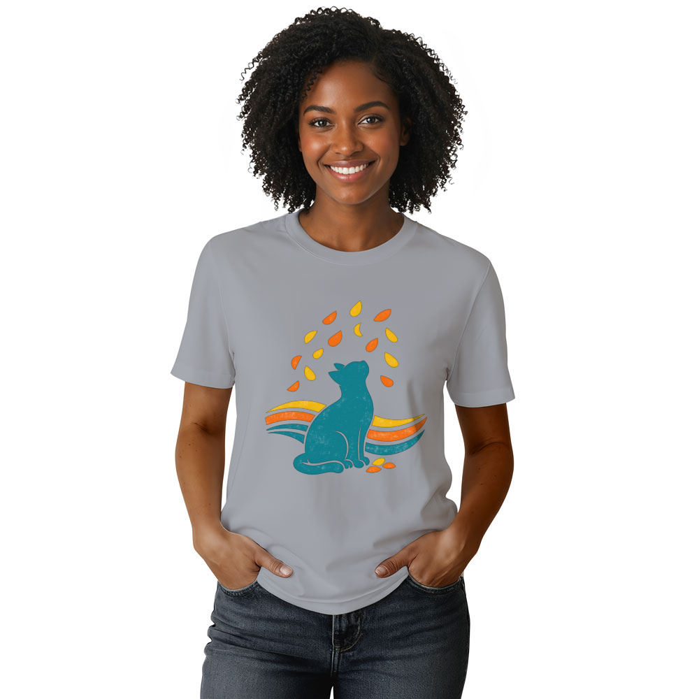 Petal Watching Elegant Cat Minimalist Retro Calm Gifts for Men Women Boy Kids T-Shirt