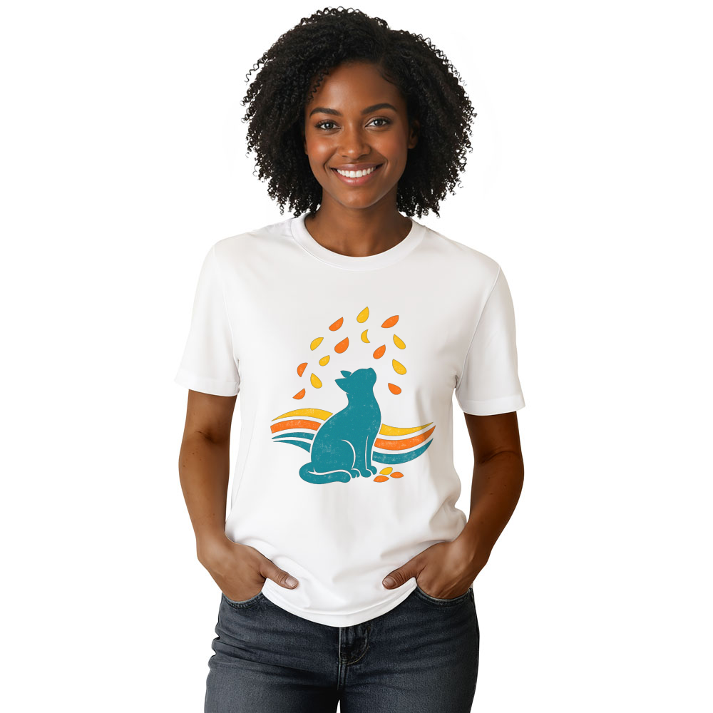 Petal Watching Elegant Cat Minimalist Retro Calm Gifts for Men Women Boy Kids T-Shirt