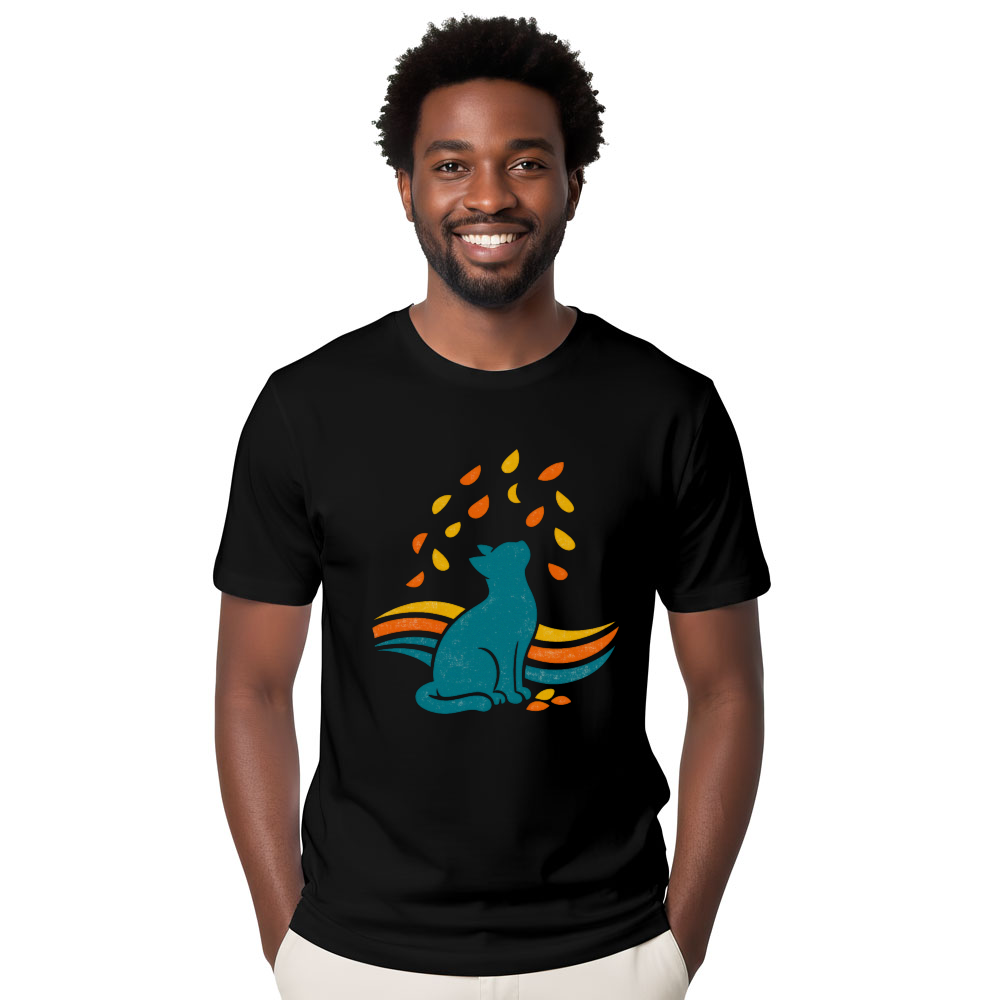 Petal Watching Elegant Cat Minimalist Retro Calm Gifts for Men Women Boy Kids T-Shirt