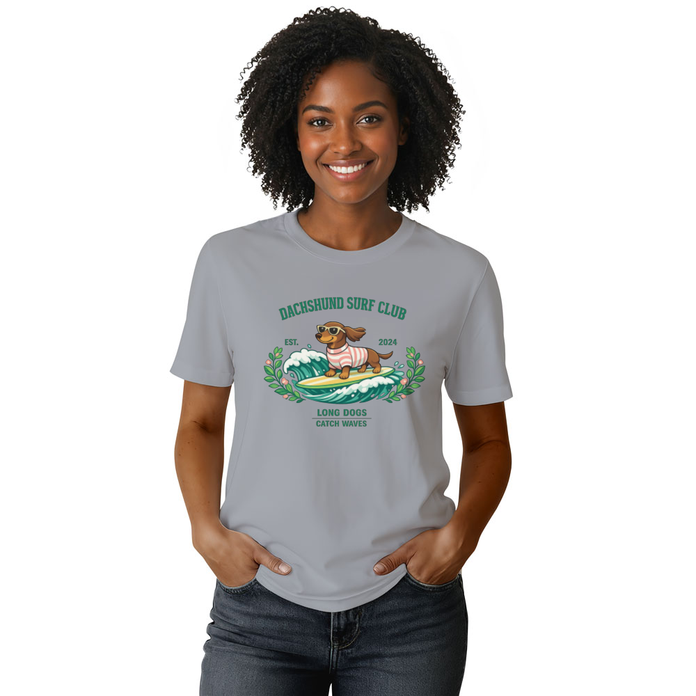 Dachshund Surf Club Pastel Collegiate Graphic Tee Cute Gifts for Men Women Boy Kids T-Shirt