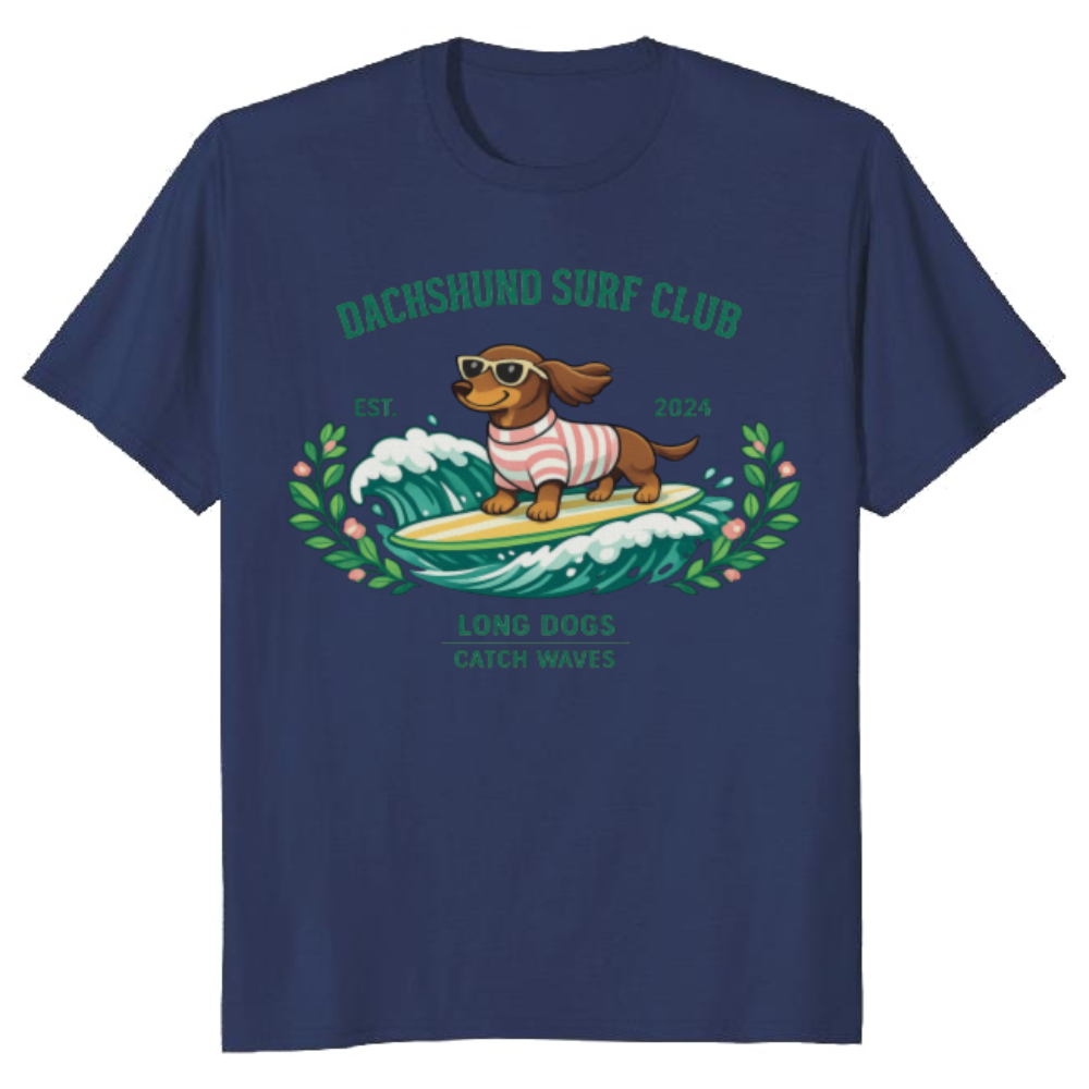Dachshund Surf Club Pastel Collegiate Graphic Tee Cute Gifts for Men Women Boy Kids T-Shirt