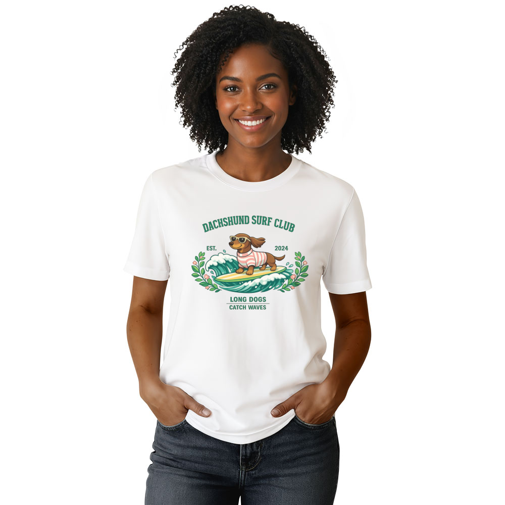 Dachshund Surf Club Pastel Collegiate Graphic Tee Cute Gifts for Men Women Boy Kids T-Shirt