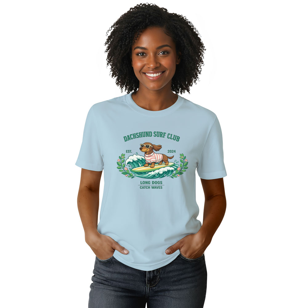 Dachshund Surf Club Pastel Collegiate Graphic Tee Cute Gifts for Men Women Boy Kids T-Shirt