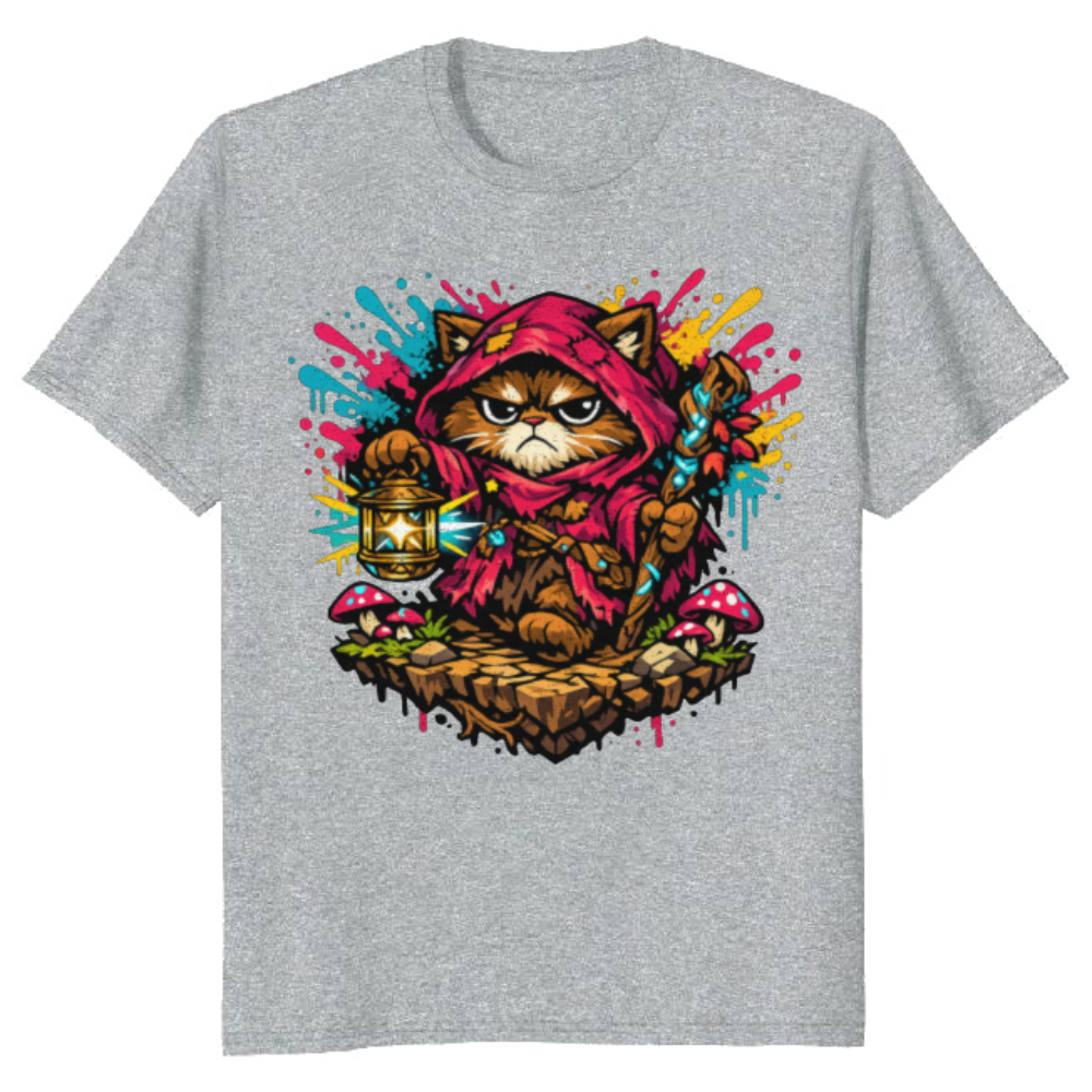 Neon Cottagecore Grumpy Hermit Cat Cozy Gifts for Men Women Boy Kids T-Shirt
