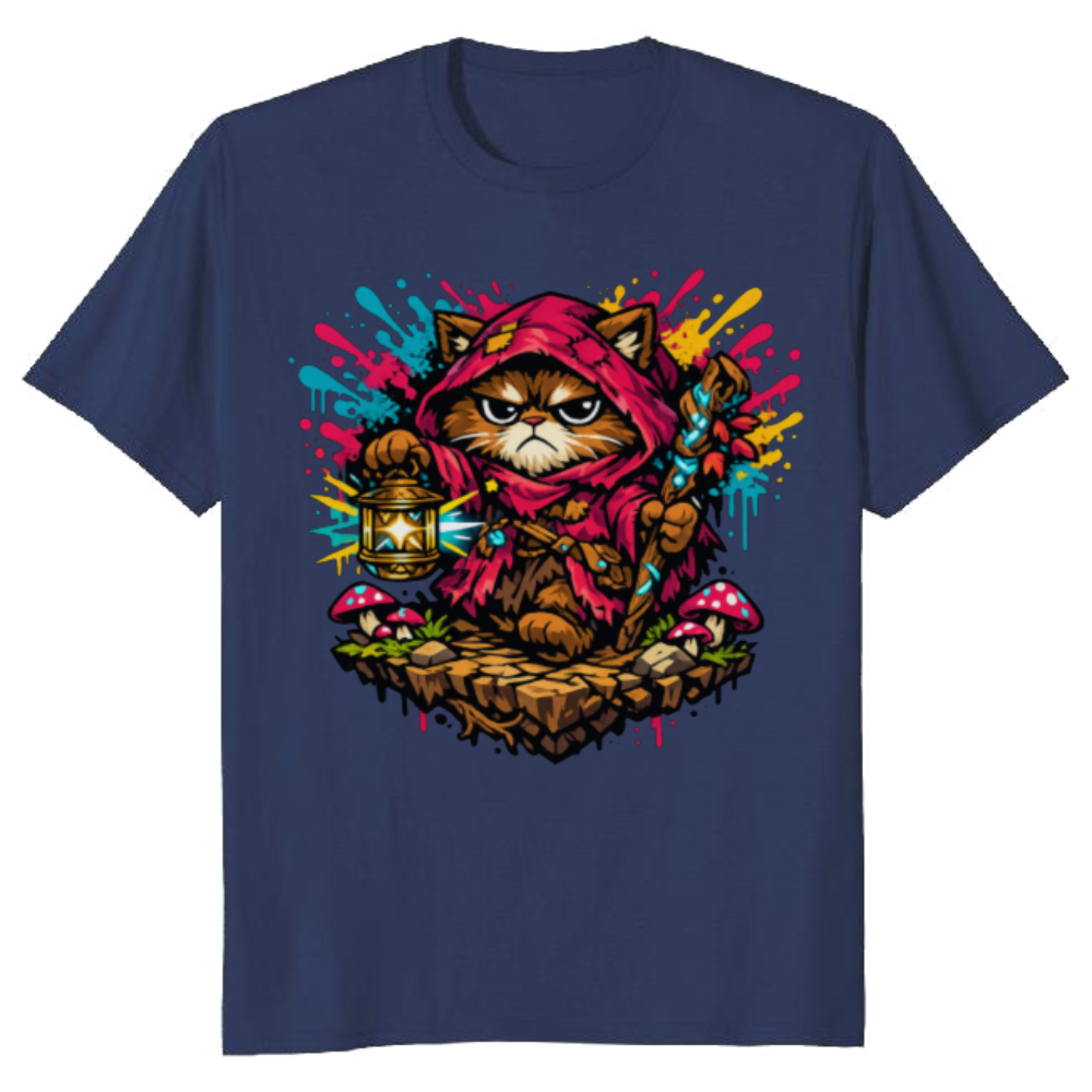 Neon Cottagecore Grumpy Hermit Cat Cozy Gifts for Men Women Boy Kids T-Shirt