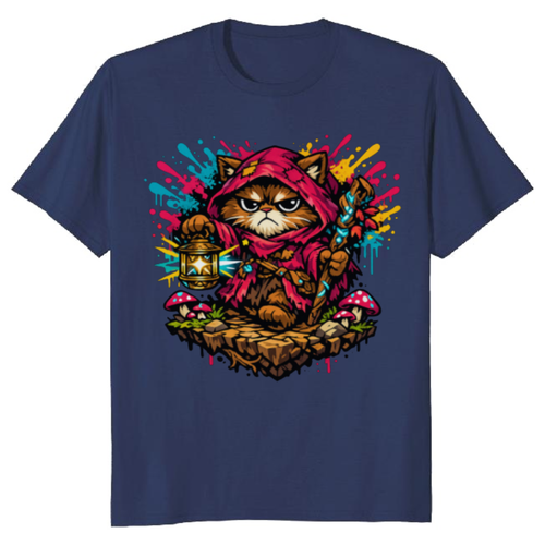 Neon Cottagecore Grumpy Hermit Cat Cozy Gifts for Men Women Boy Kids T-Shirt