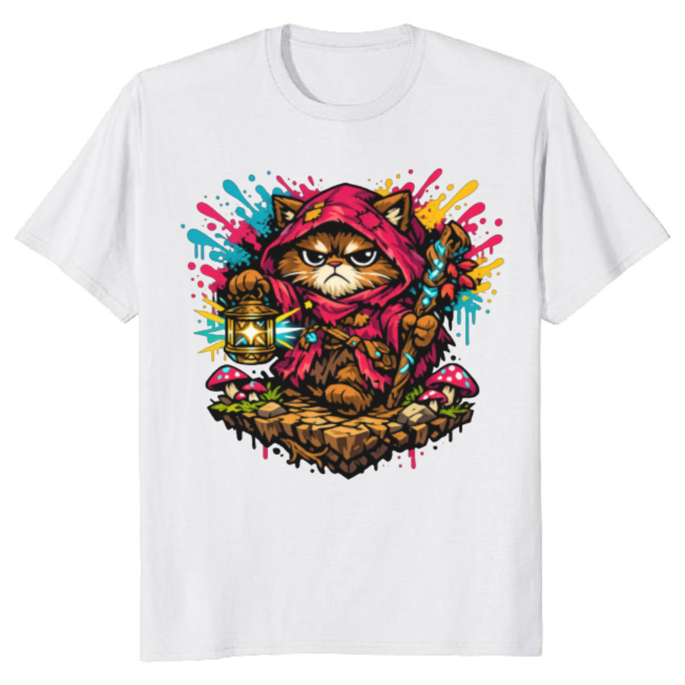 Neon Cottagecore Grumpy Hermit Cat Cozy Gifts for Men Women Boy Kids T-Shirt