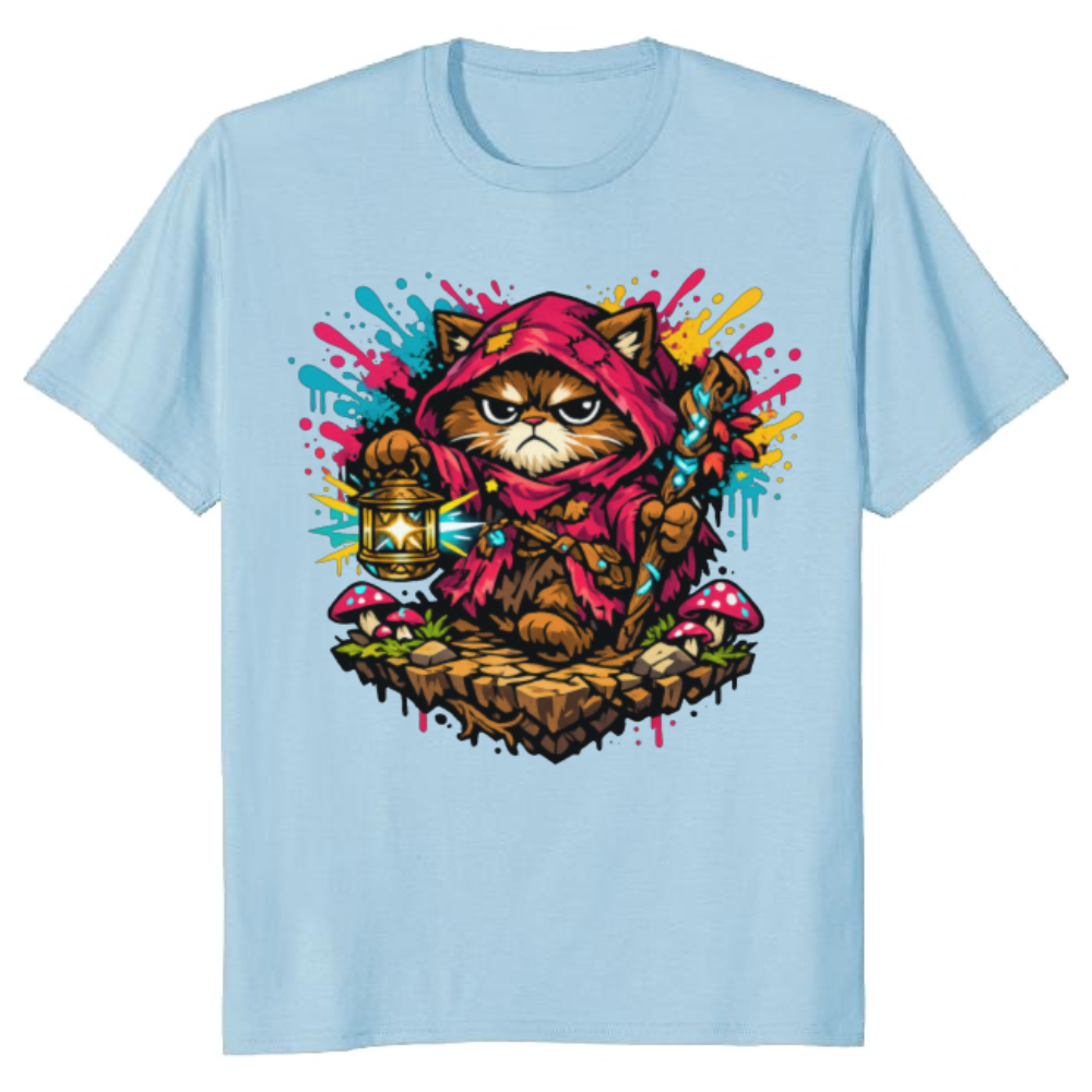 Neon Cottagecore Grumpy Hermit Cat Cozy Gifts for Men Women Boy Kids T-Shirt