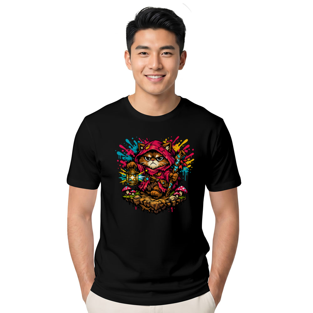Neon Cottagecore Grumpy Hermit Cat Cozy Gifts for Men Women Boy Kids T-Shirt