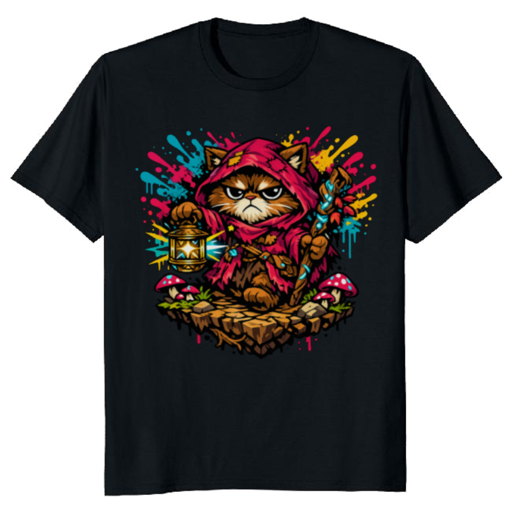 Neon Cottagecore Grumpy Hermit Cat Cozy Gifts for Men Women Boy Kids T-Shirt