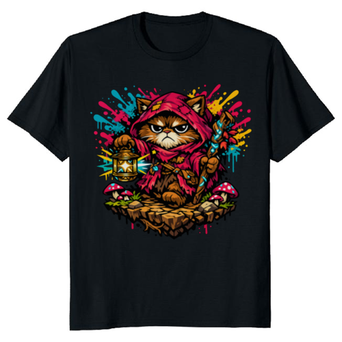 Neon Cottagecore Grumpy Hermit Cat Cozy Gifts for Men Women Boy Kids T-Shirt