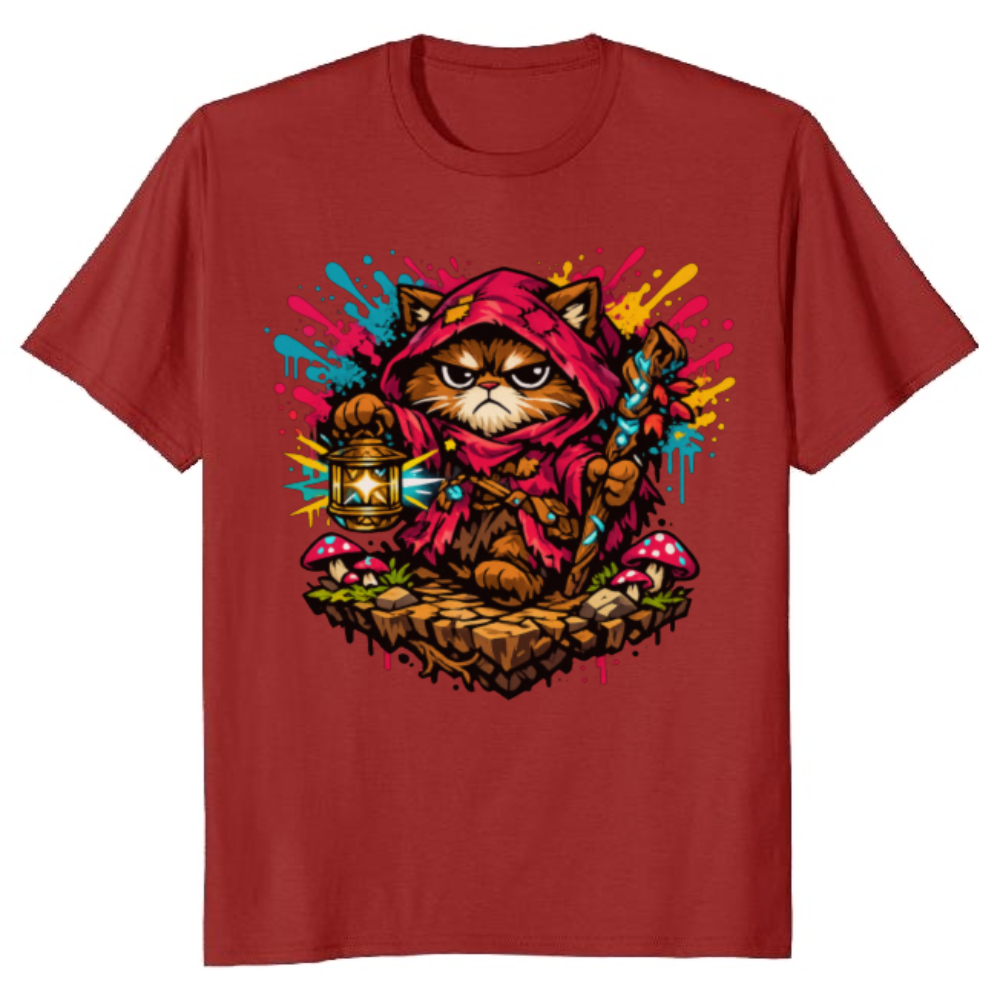 Neon Cottagecore Grumpy Hermit Cat Cozy Gifts for Men Women Boy Kids T-Shirt