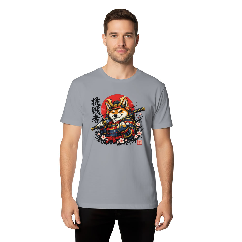 Shiba Samurai Ukiyo-e Playful Vector Graphic Whimsical Gifts for Men Women Boy Kids T-Shirt
