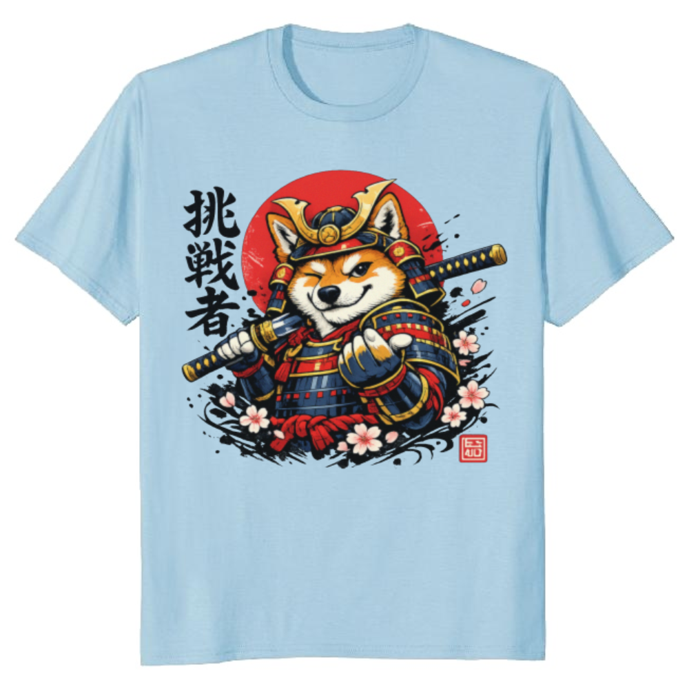 Shiba Samurai Ukiyo-e Playful Vector Graphic Whimsical Gifts for Men Women Boy Kids T-Shirt