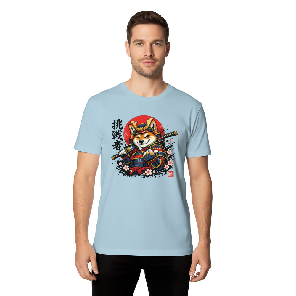 Shiba Samurai Ukiyo-e Playful Vector Graphic Whimsical Gifts for Men Women Boy Kids T-Shirt