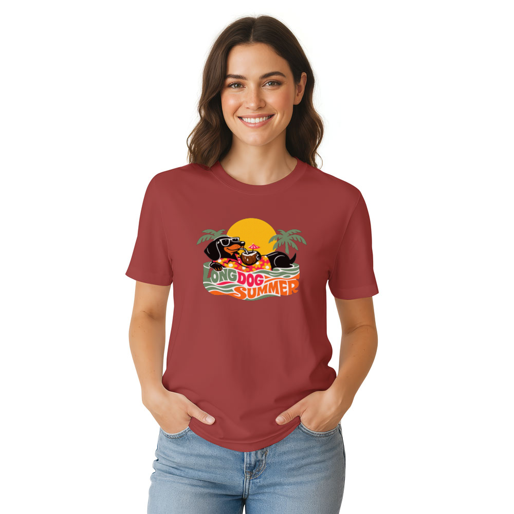 Long Dog Summer 70s Dachshund Hawaiian Typography Graphic Retro Gifts for Men Women Boy Kids T-Shirt