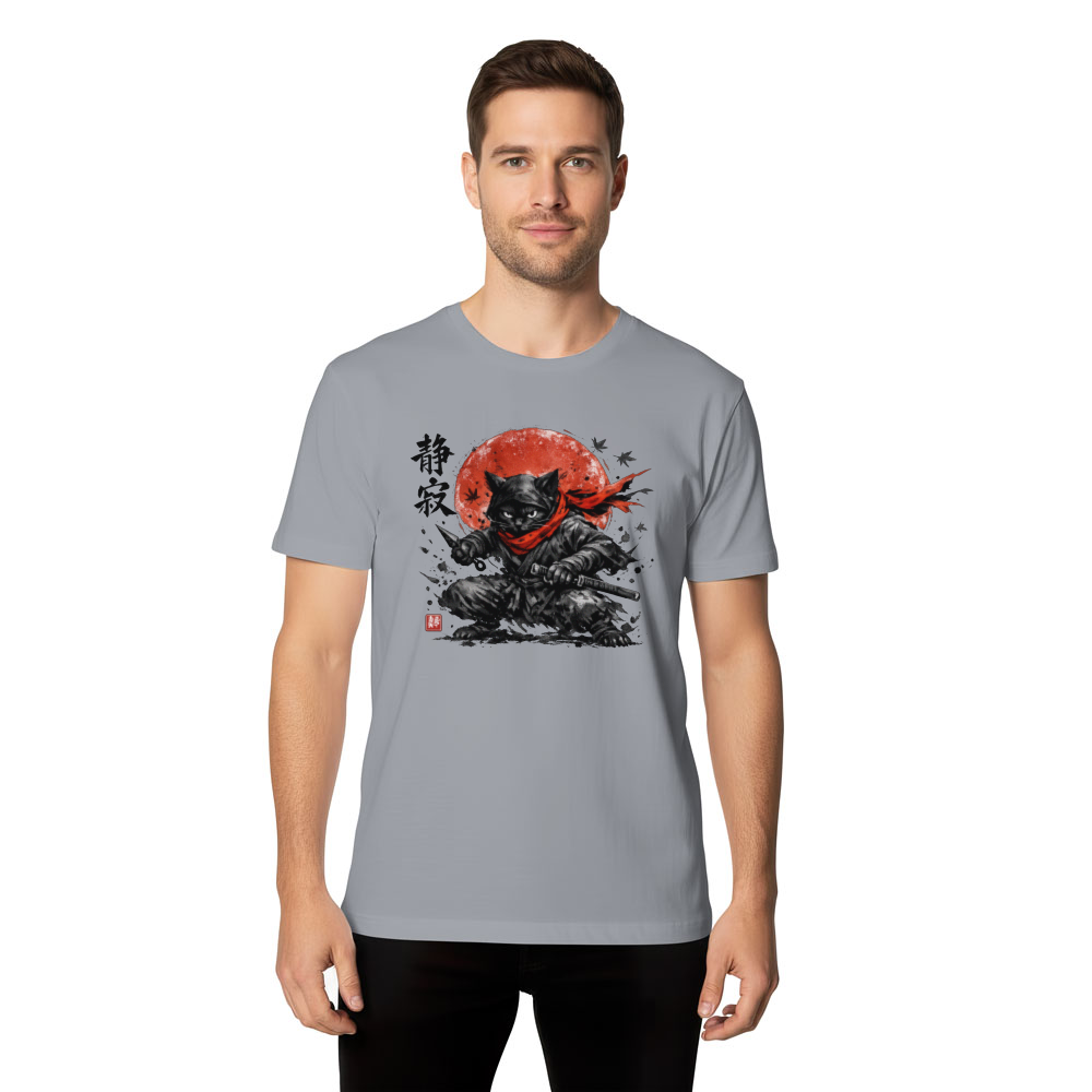 Silent Claw Sumi E Ninja Cat Tee For Anime Martial Arts Fans Stylish Gifts for Men Women Boy Kids T-Shirt