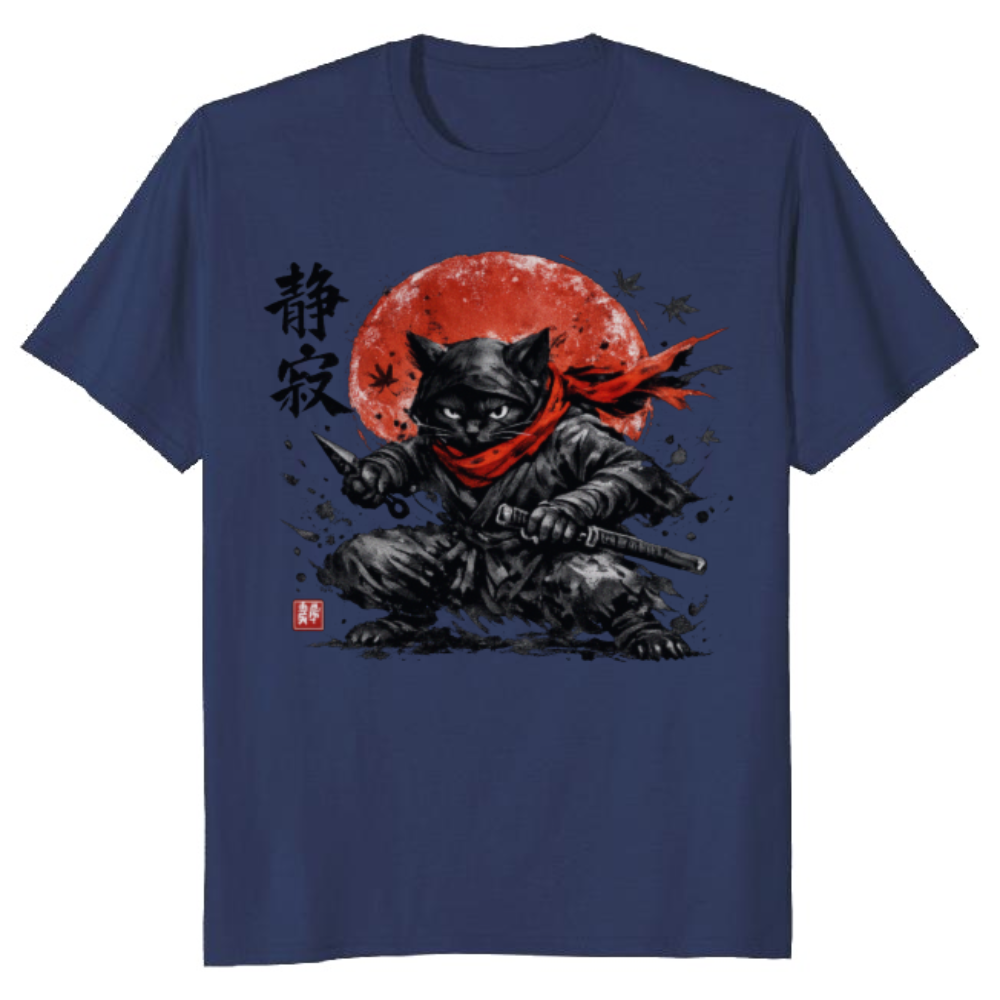 Silent Claw Sumi E Ninja Cat Tee For Anime Martial Arts Fans Stylish Gifts for Men Women Boy Kids T-Shirt