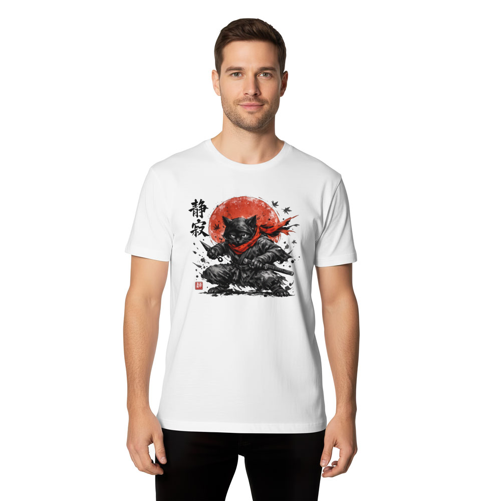 Silent Claw Sumi E Ninja Cat Tee For Anime Martial Arts Fans Stylish Gifts for Men Women Boy Kids T-Shirt