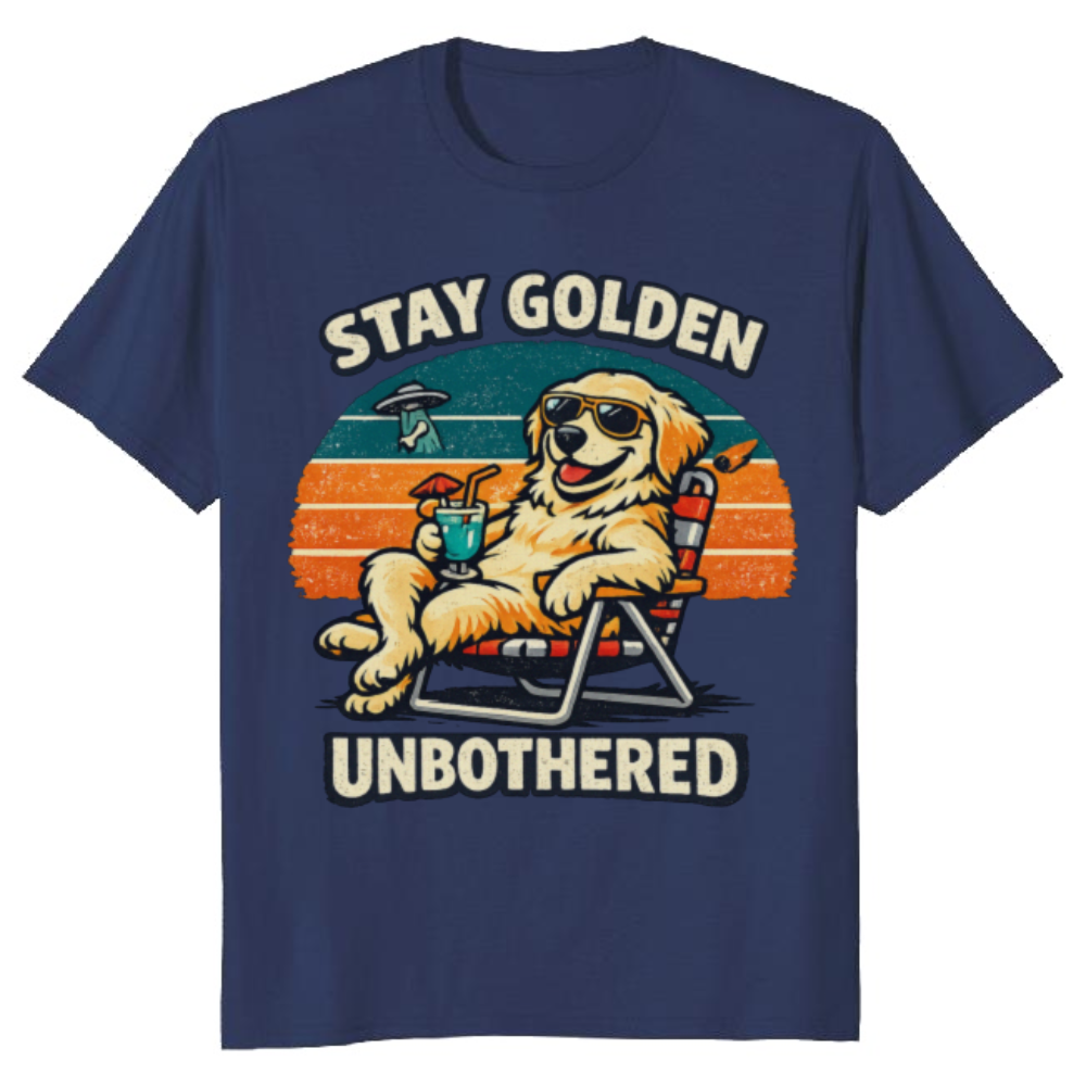 Stay Golden Retriever Relaxing With Drink Retro Gifts For Men Women Boy Kids T-Shirt