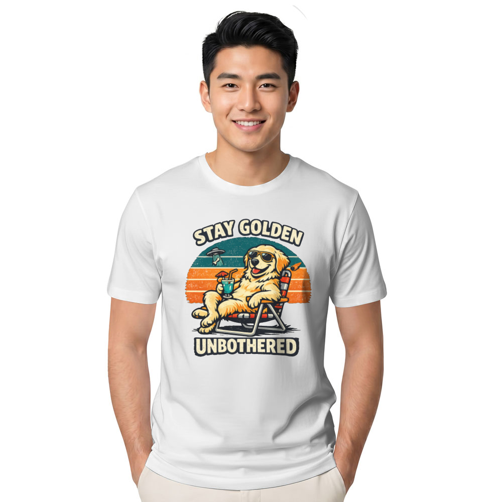 Stay Golden Retriever Relaxing With Drink Retro Gifts For Men Women Boy Kids T-Shirt