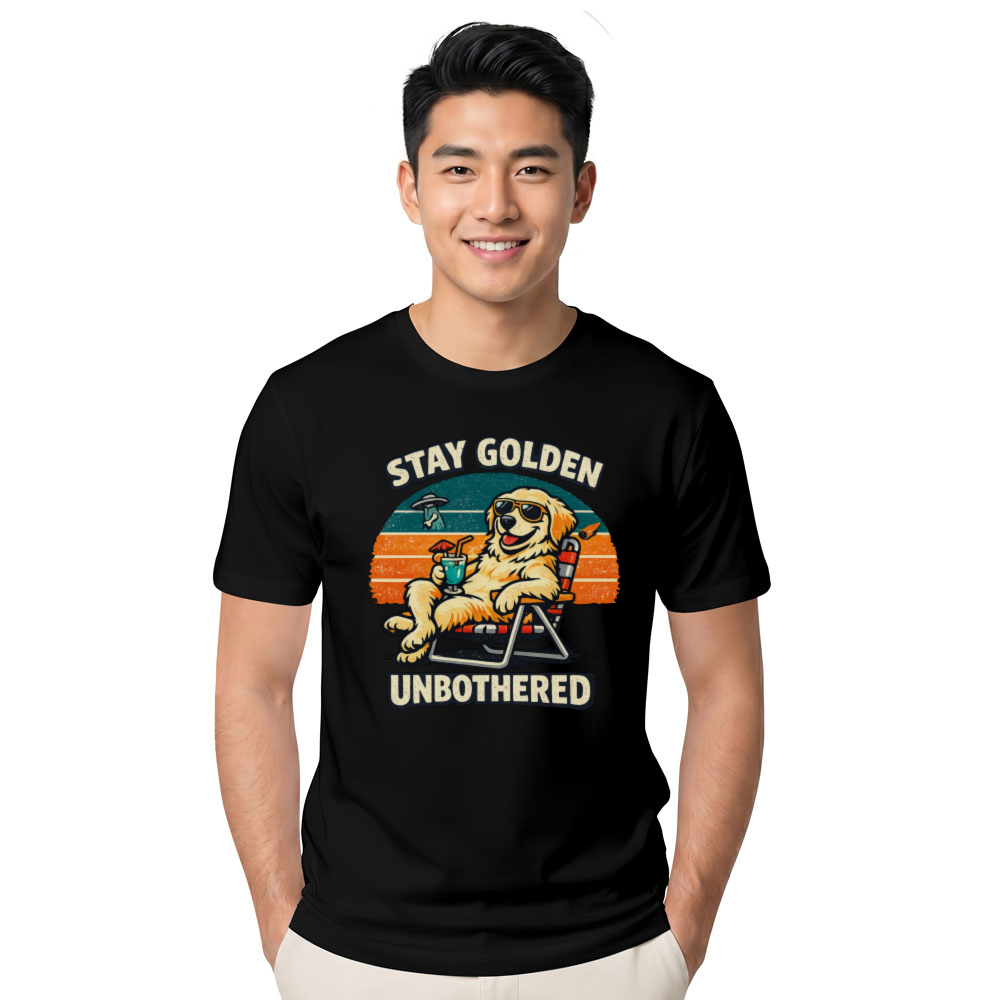 Stay Golden Retriever Relaxing With Drink Retro Gifts For Men Women Boy Kids T-Shirt