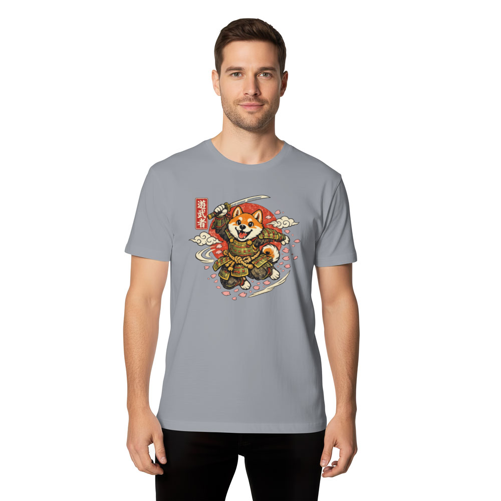 Sakura Strike Shiba Samurai T-Shirt Vintage Japanese Graphic Tee Whimsical Gifts for Men Women Boy Kids T-Shirt