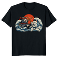 Ukiyoe Ninja Cat Ocean Wave T-Shirt For Feline Fans Playful Gifts for Men Women Boy Kids T-Shirt