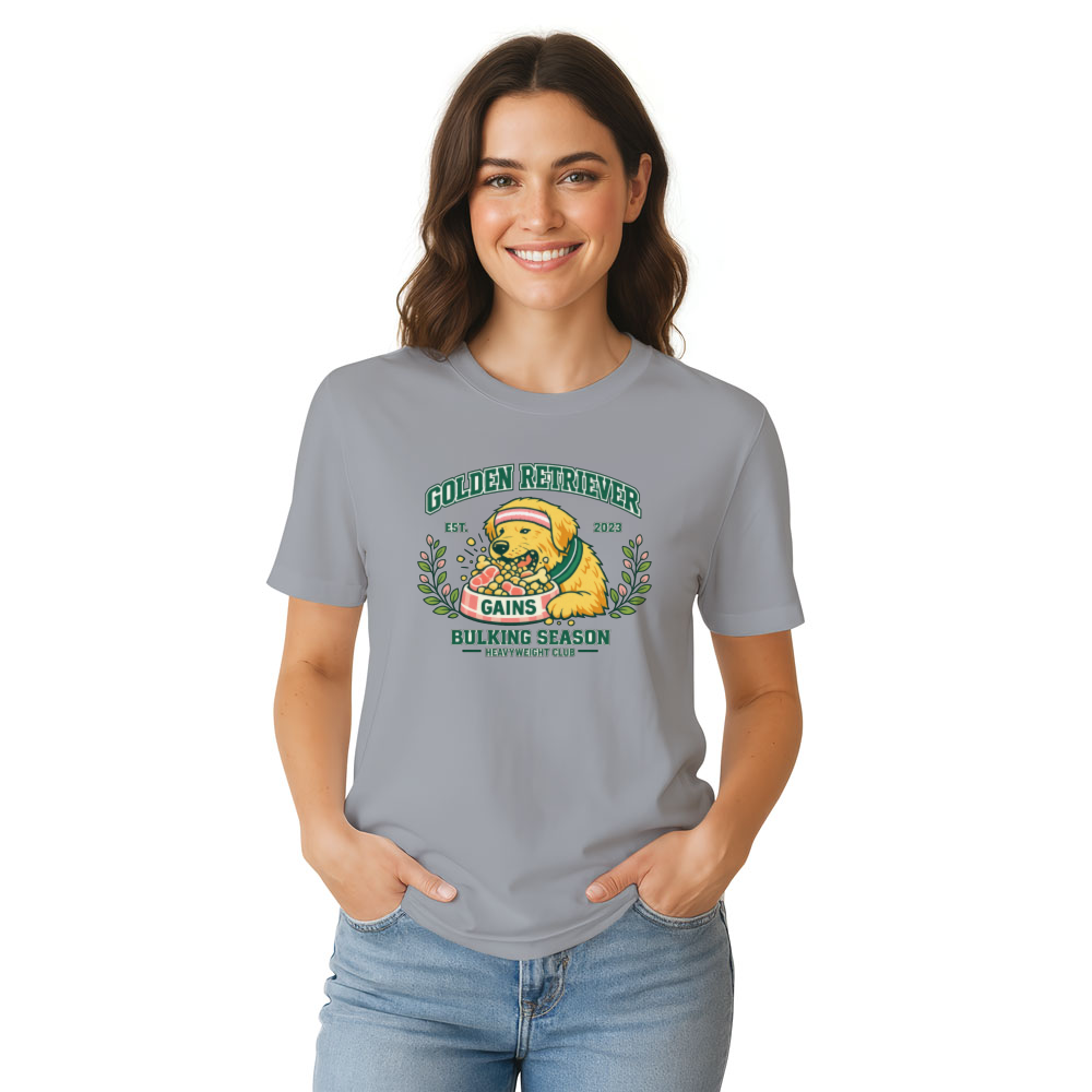 Golden Retriever Bulking Season Preppy Varsity Tee Golden Gains Design Funny Gifts for Men Women Boy Kids T-Shirt