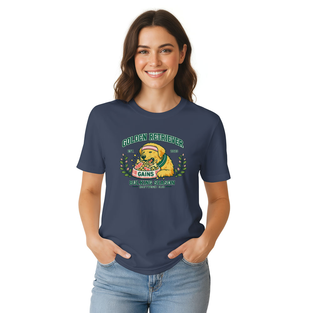 Golden Retriever Bulking Season Preppy Varsity Tee Golden Gains Design Funny Gifts for Men Women Boy Kids T-Shirt