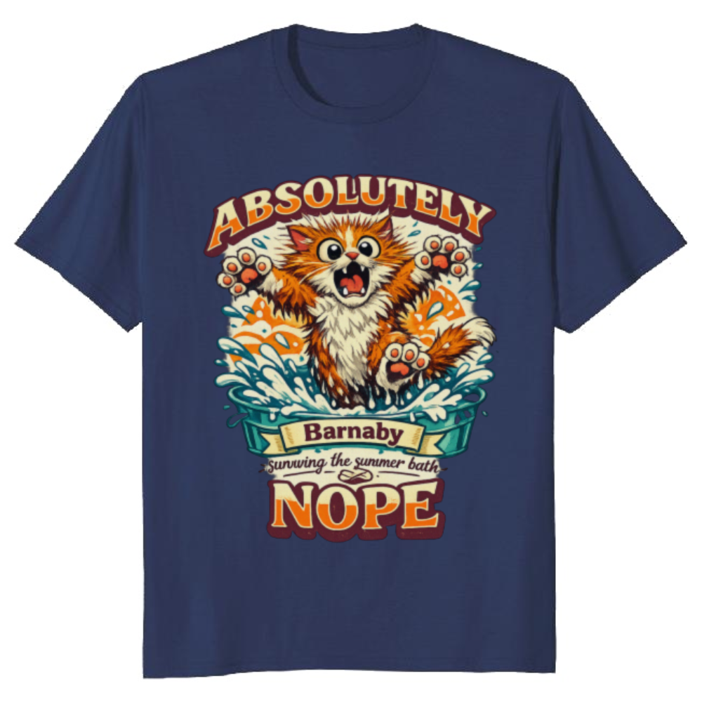 Absolutely Nope Cartoon Cat Retro T-Shirt Summer Bath Escape Funny Gifts for Men Women Boy Kids T-Shirt