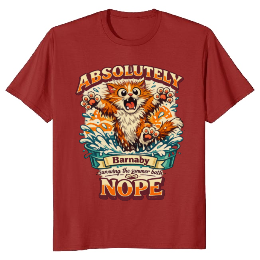 Absolutely Nope Cartoon Cat Retro T-Shirt Summer Bath Escape Funny Gifts for Men Women Boy Kids T-Shirt