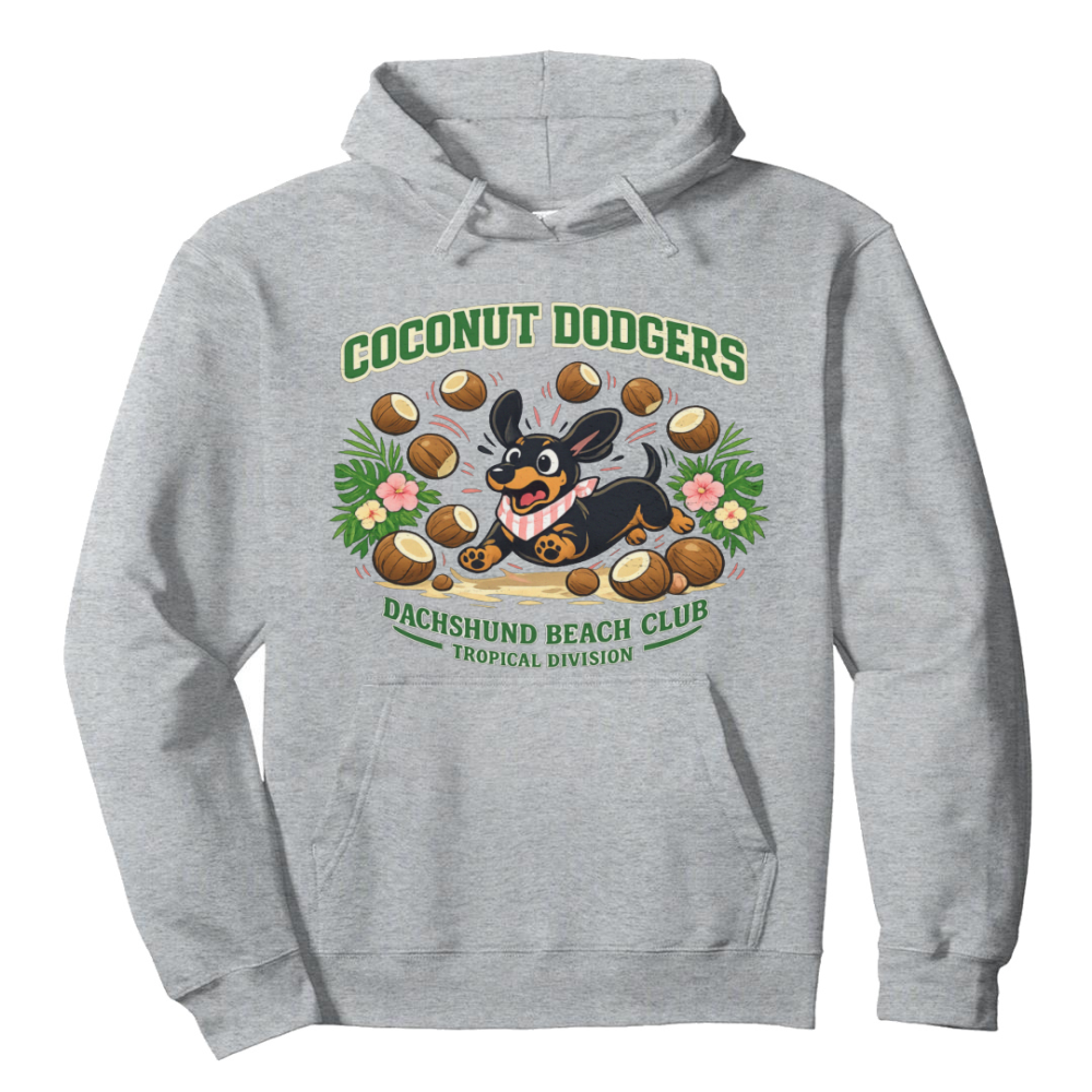 Preppy Pastel Dachshund Coconut Dodgers Hoodie, Cute Gifts for Men Women Boy Kids Pull Over Hoodie
