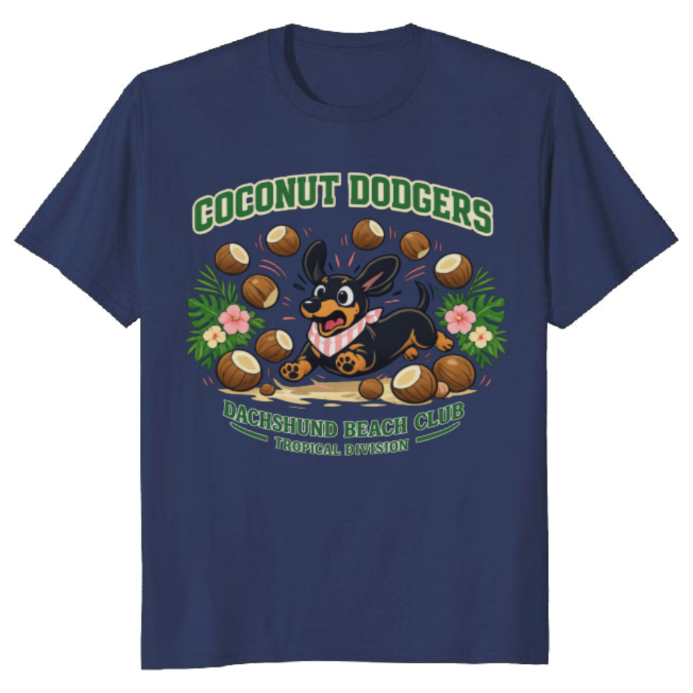 Coconut Dodgers Preppy Pastel Dachshund Graphic Tee Cute Gifts for Men Women Girl Kids T-Shirt