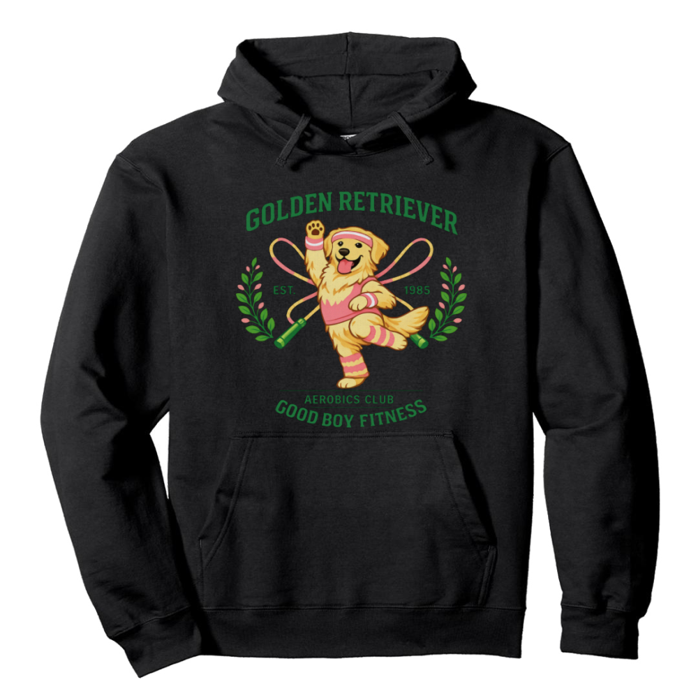 Golden Retriever Aerobics Club Retro Preppy Dog Fitness Pastel Athletic Art Funny Gifts for Men Women Boy Kids Pull Over Hoodie