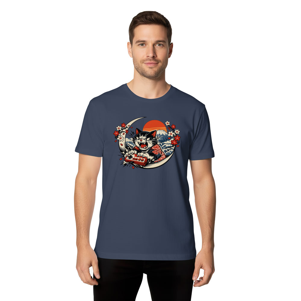 Neko Gamer Rage Ukiyo-e Retro Japanese Cat Playful Gifts for Men Women Boy Kids T-Shirt