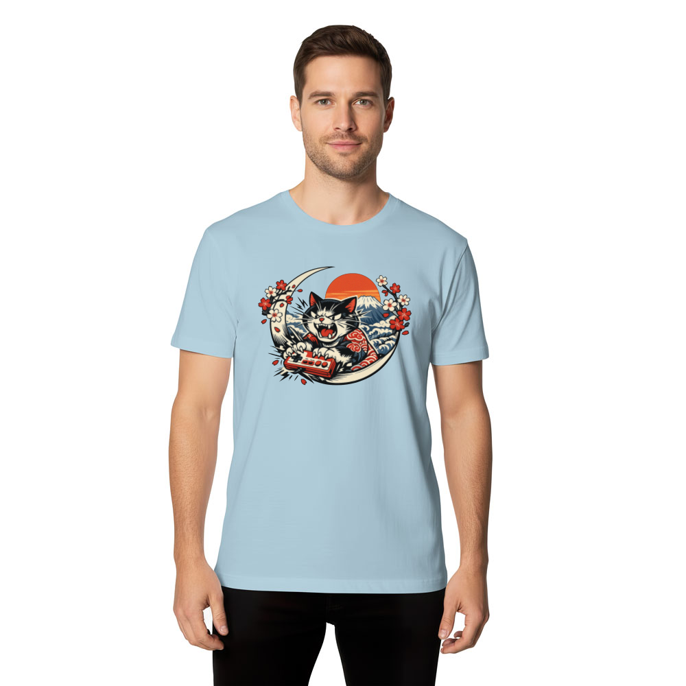 Neko Gamer Rage Ukiyo-e Retro Japanese Cat Playful Gifts for Men Women Boy Kids T-Shirt